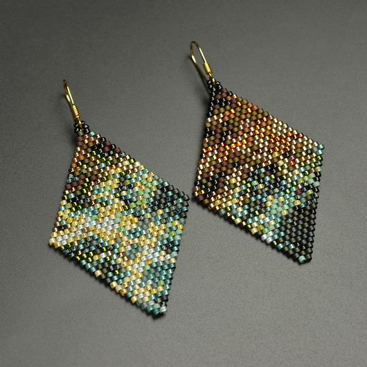 kolczyki szklane Crab Nebula I, kosmiczne kolczyki, beading