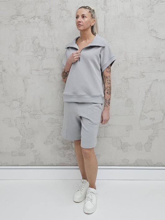 komplety damskie Amrita komplet bezrękawnik z zamkiem i spodenki Glacier Gray
