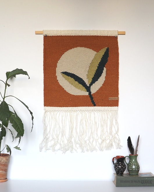 makramy ZAMÓWIONE - ręcznie tkany kilim / makatka -  Liście!