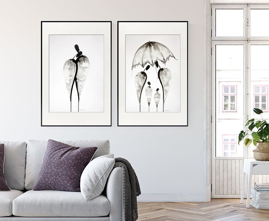 zestaw 2 grafik 50 x 70 cm wykonanych ręcznie Krystyna Siwek Art