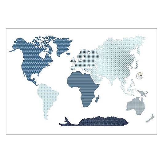 naklejki ścienne do pokoju dziecka Naklejka World Map Blue 155x88cm