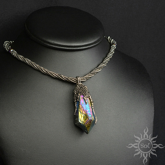 naszyjniki - inne Voima, naszyjnik z kwarcem, beading