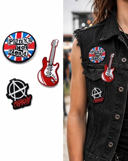 naszywki na ubrania Naszywki termoprzylepne punk rock streetwear zestaw 3 szt