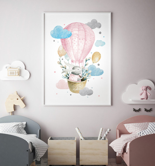 Plakat odlotowy zajączek dla dziewczynki 30x40cm HOG STUDIO