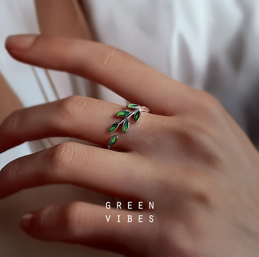 pierścionki srebrne Pierścionek Green Vibes - boho kolekcja