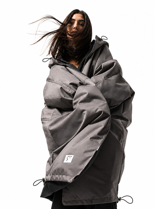 płaszcze damskie Płaszcz longline hoodie oversize stone