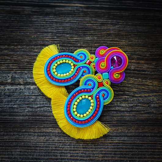 Waikiki- etniczne kolczyki soutache Mró Soutache