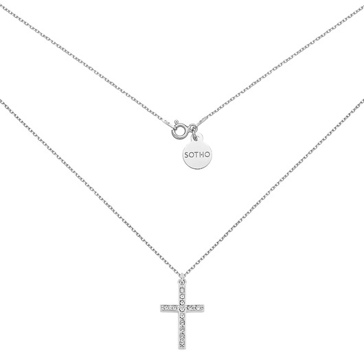 srebrne naszyjniki Srebrny naszyjnik z krzyżem wysadzanym SWAROVSKI CRYSTAL