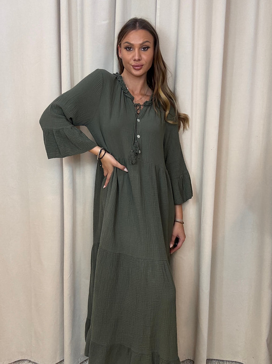 sukienki maxi damskie Bawełniana sukiena Khaki