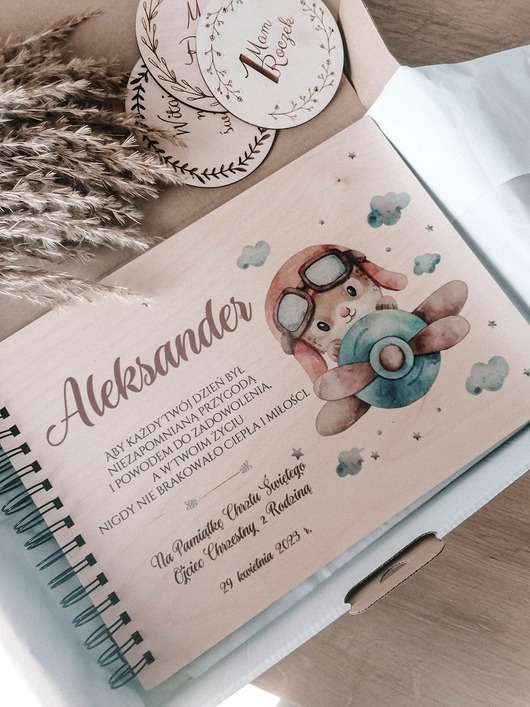 ozdoby na chrzest KRÓLIK ALBUM  swiateczny prezent personalizowany album pamiątka chrztu
