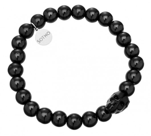 Męska bransoletka onyks czaszka Skull kryształ Swarovski SOTHO