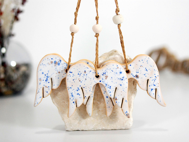 ozdoby choinkowe Anielskie skrzydła ceramiczne - ozdoby choinkowe
