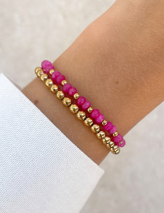 bransoletki z kamieni naturalnych Bransoletki na gumce - jadeit różowy z hematytem