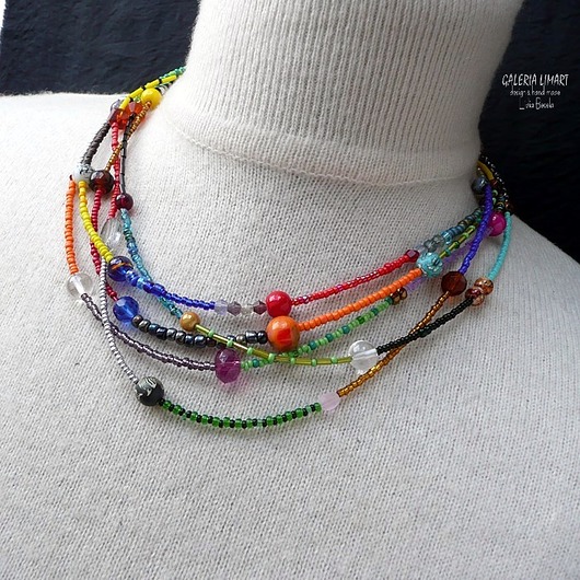 Boho styl. Bajecznie kolorowy naszyjnik handmade Galeria Limart