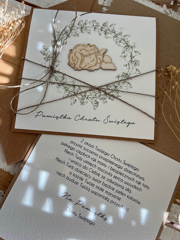 kartki scrapbooking Kartka na chrzest z kopertą