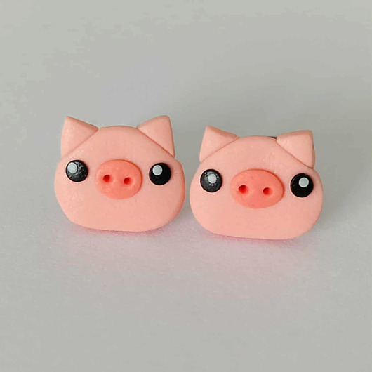 kolczyki z masy plastycznej Kolczyki Świnki