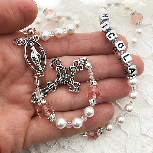 PERSONALIZOWANY Różaniec KOMUNIA Anemon Atelier