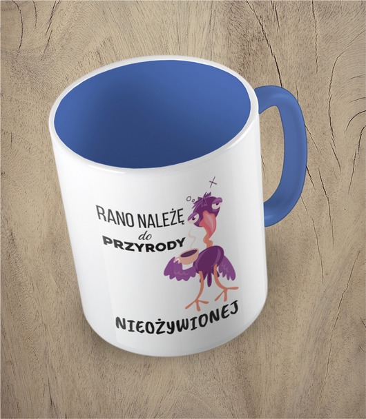 kubki Kolorowy kubek z hasłem RANO NALEŻĘ DO... mix kolorów