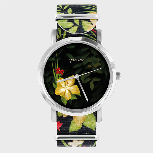 Zegarek - Jungle flowers - kwiaty, nato yenoo