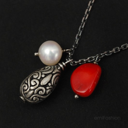 Minime - Koral, perła i srebro - zamówienie MAREMI Jewelry