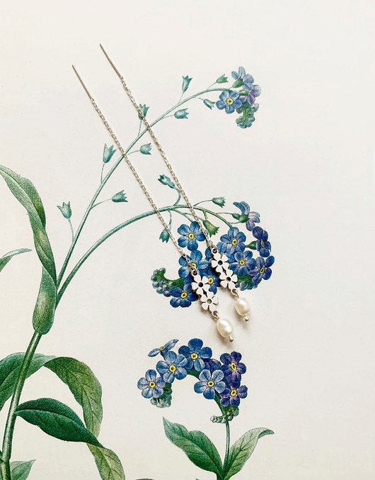 kolczyki złote REZERWCJA- Flora- Kolczyki- Niezapominajka-srebro