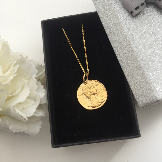 złote naszyjniki Naszyjnik z monetą, grecka moneta