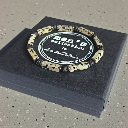 biżuteria męska ANTYSTRESOWA, ENERGETYZUJĄCA : delikatna bransoletka : jaspis, lawa, hematyt