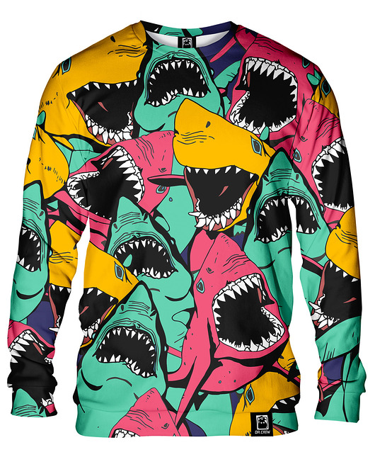 bluzy męskie Bluza Bez Kaptura Męska DR.CROW Angry Sharks
