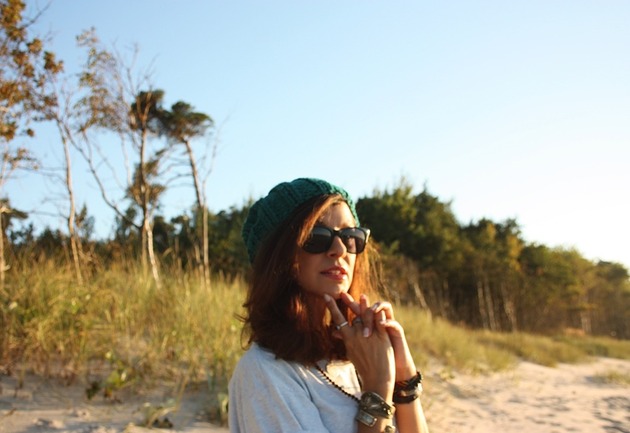 czapki damskie Czapka beanie leśna zieleń