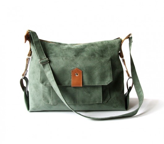 torba -green&leather&flowers- elfagado