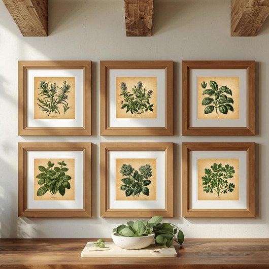 grafiki i ilustracje PLAKATY DO KUCHNI zioła botaniczne vintage