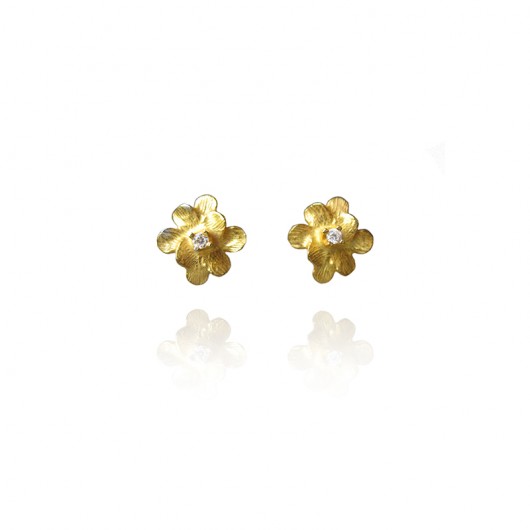 złote kwiatuszki z cyrkonią - CAMILLE KOS jewellery