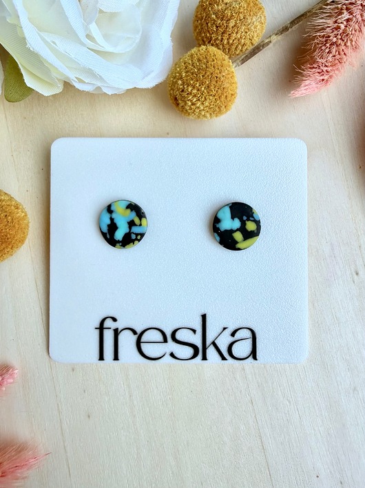 kolczyki z masy plastycznej Kolczyki Kółka - kontrastowe czarne