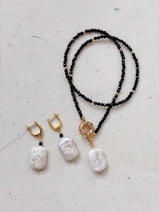 kolczyki pozłacane Kolczyki pozłacane Onyks z perłą