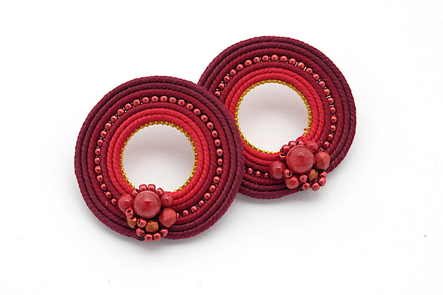 kolczyki soutache Czerwone koła