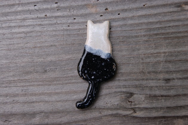 magnesy Ceramiczny magnes kot biało czarny
