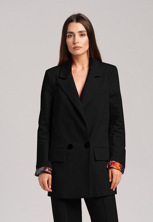 marynarki damskie Żakiet oversize Romeo Look 1604 czarny