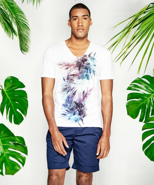 Aqua&Turquoise Leaf t-shirt  SELVA SELVA