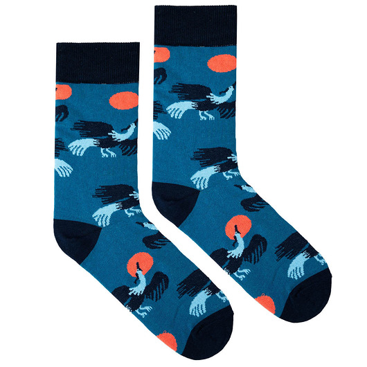 skarpetki męskie Skarpetki żurawie niebieskie skarpetki we wzory Kabak