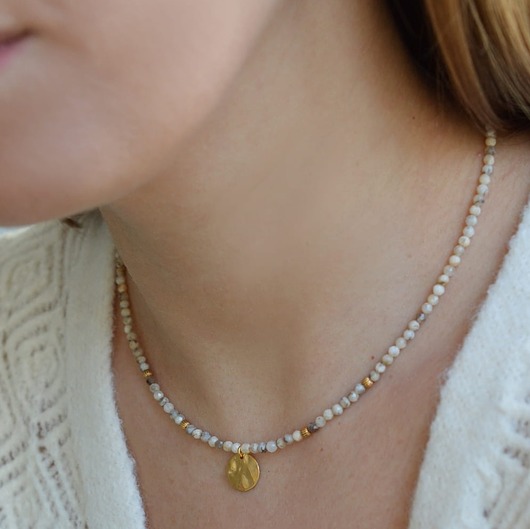 chokery Choker z agatów z okrągłą blaszką