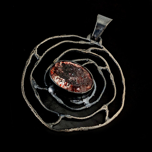 wisiory Super seven w srebrnej pajęczynie