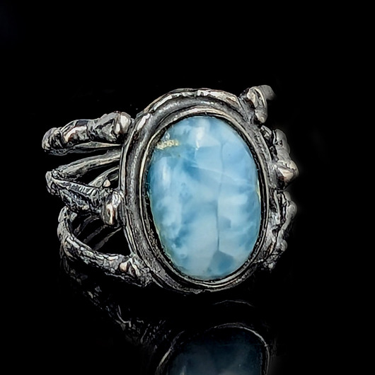 obrączki Larimar na potrójnej obrączce