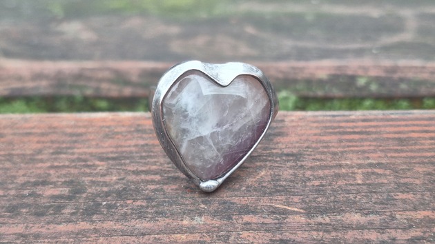 pierścionki - różne Ametystowe serce - pierścionek regulowany