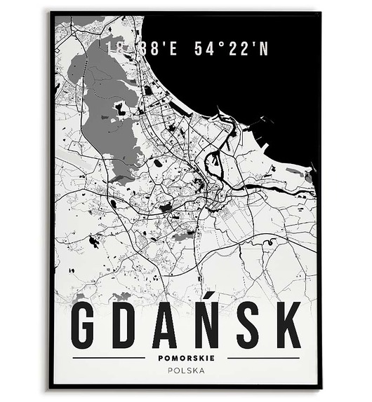 plakaty Plakat miasto POLSKA - GDAŃSK 3  obraz MAPA