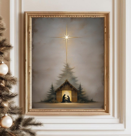 plakaty PLAKAT Boże Narodzenie szopka betlejemska obraz