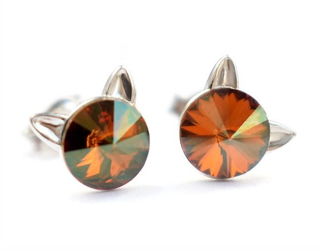 kolczyki swarovski Kolczyki - kryształy Swarovski - kotki Copper (większe)
