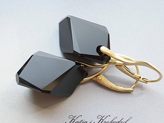 kryształ SWAROVSKI CUBIST JET W ZŁOCIE Katia i krokodyl