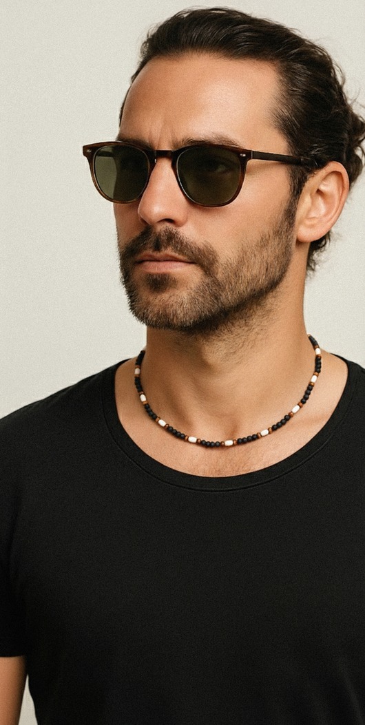 biżuteria męska LAWA + KOŚĆ krótki naszyjnik