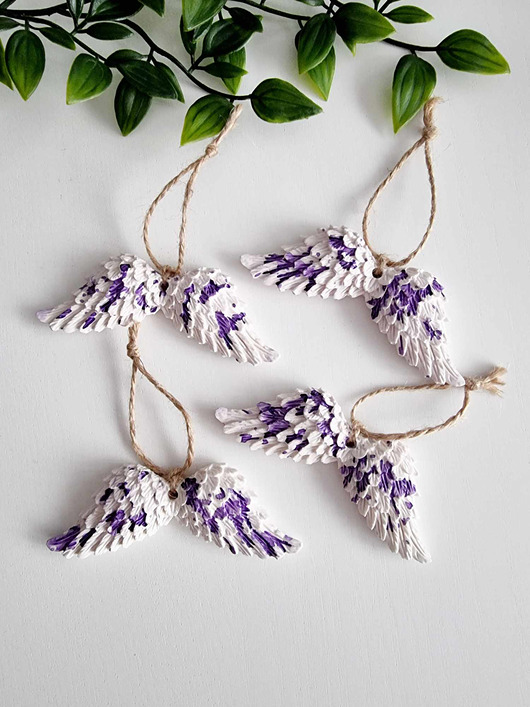 ozdoby choinkowe Ozdobne zawieszki skrzydła z gipsu na choinkę ZG01-gp001