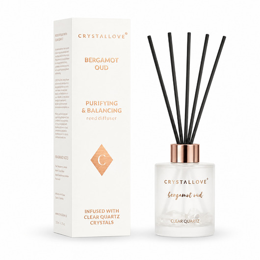 zapachy - inne CRYSTALLOVE Bergamot Oud & Clear Quartz Dyfuzor Zapachowy z patyczkami i krys